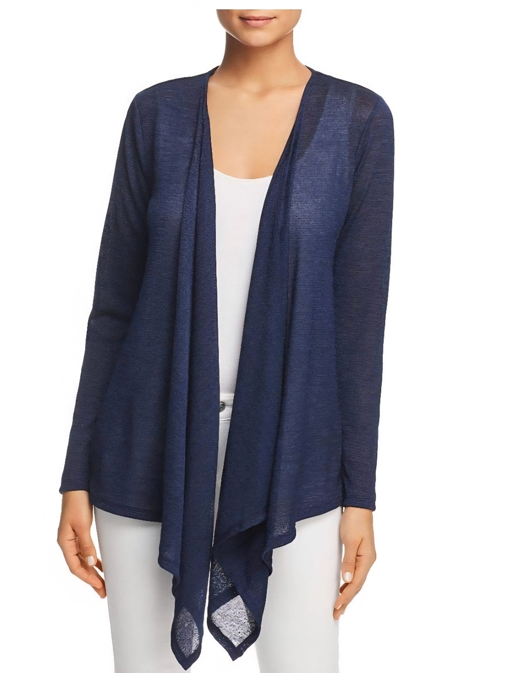 Michael Michael Kors Womens Asymmetric Sheer Cardigan Sweater in Navy, Size 0X